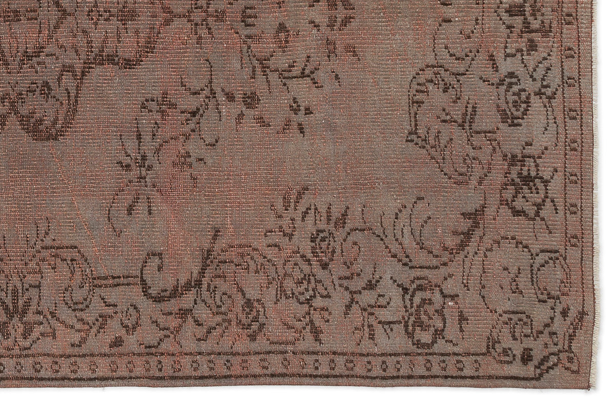 Brown Over Dyed Vintage Rug 5&#39;2&#39;&#39; x 8&#39;0&#39;&#39; ft 158 x 245 cm
