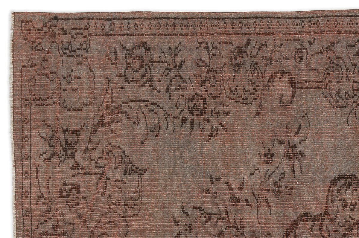 Brown Over Dyed Vintage Rug 5&#39;2&#39;&#39; x 8&#39;0&#39;&#39; ft 158 x 245 cm