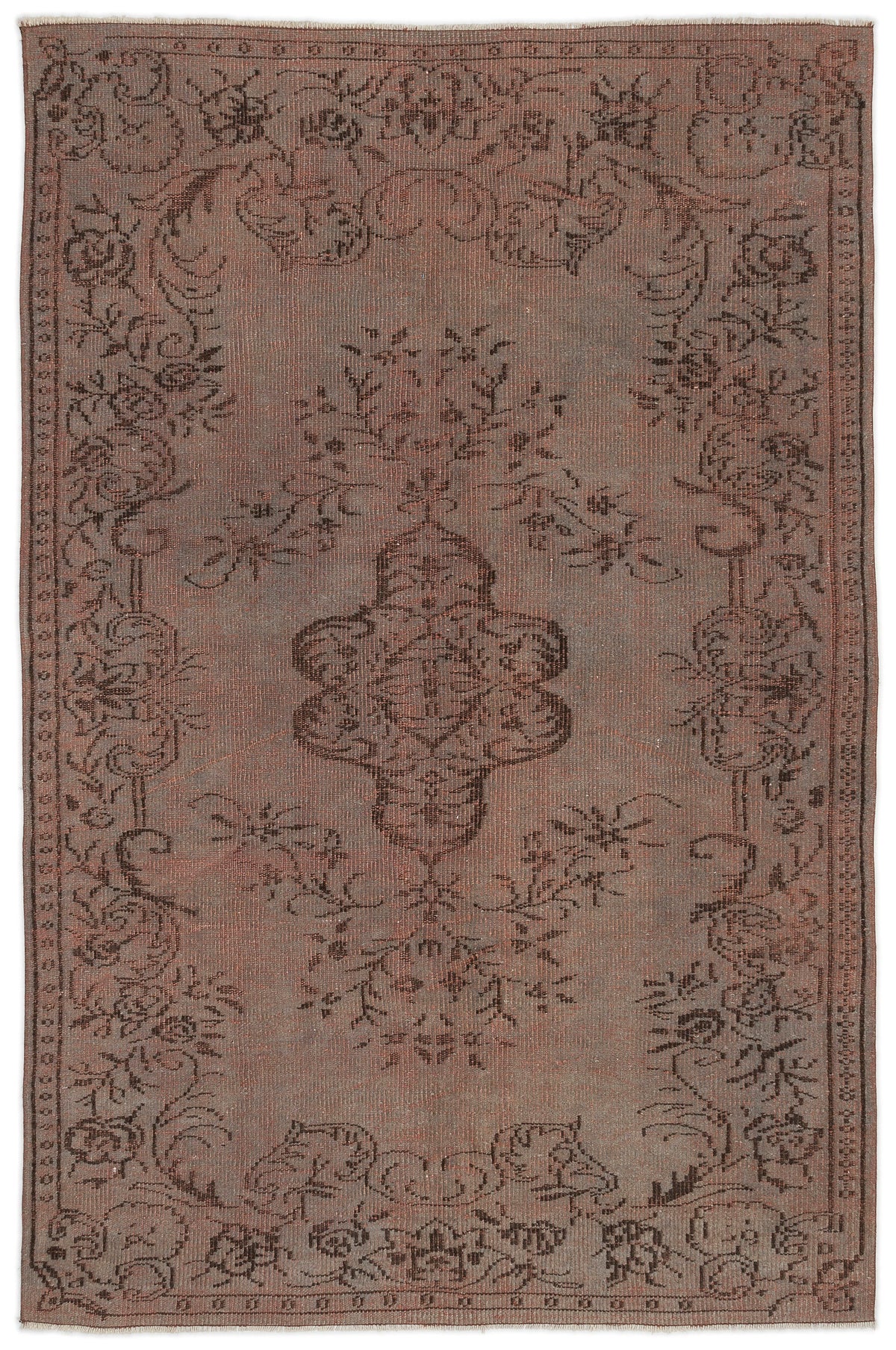 Brown Over Dyed Vintage Rug 5&#39;2&#39;&#39; x 8&#39;0&#39;&#39; ft 158 x 245 cm