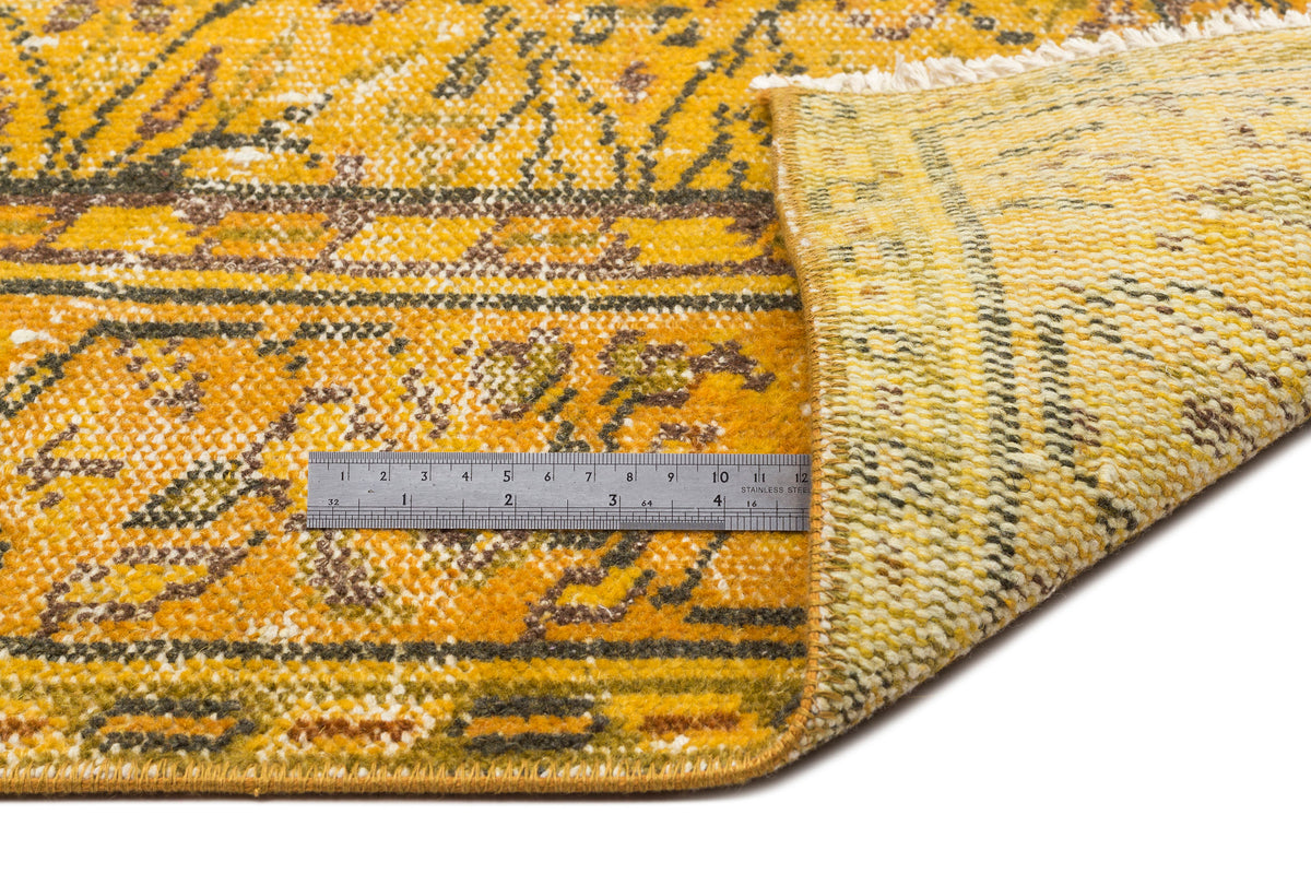 Yellow Over Dyed Vintage Rug 5&#39;8&#39;&#39; x 9&#39;2&#39;&#39; ft 173 x 280 cm