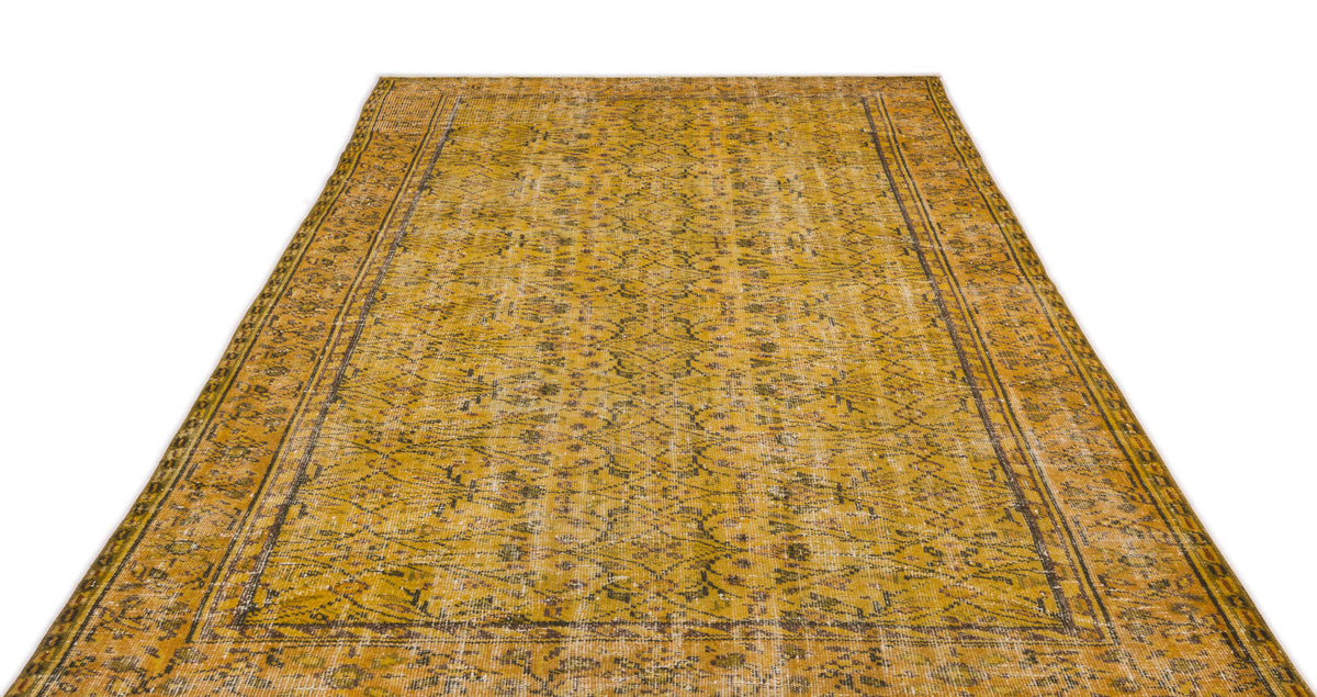 Yellow Over Dyed Vintage Rug 5&#39;8&#39;&#39; x 9&#39;2&#39;&#39; ft 173 x 280 cm