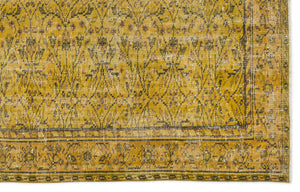 Yellow Over Dyed Vintage Rug 5'8'' x 9'2'' ft 173 x 280 cm