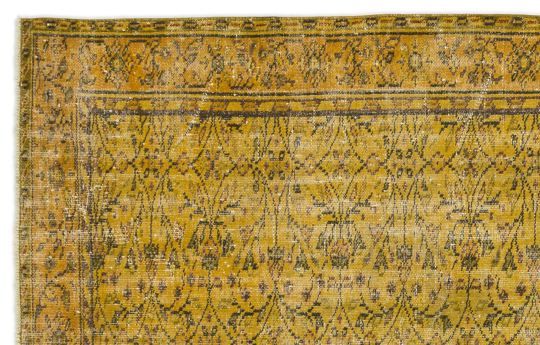 Yellow Over Dyed Vintage Rug 5'8'' x 9'2'' ft 173 x 280 cm