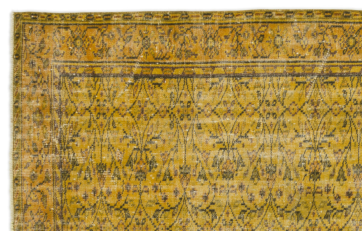 Yellow Over Dyed Vintage Rug 5&#39;8&#39;&#39; x 9&#39;2&#39;&#39; ft 173 x 280 cm
