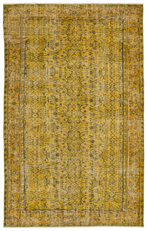 Yellow Over Dyed Vintage Rug 5'8'' x 9'2'' ft 173 x 280 cm