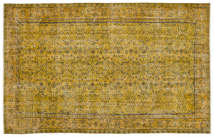 Yellow Over Dyed Vintage Rug 5'8'' x 9'2'' ft 173 x 280 cm