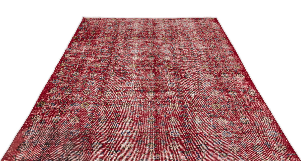 Red Over Dyed Vintage Rug 5&#39;9&#39;&#39; x 8&#39;10&#39;&#39; ft 175 x 268 cm