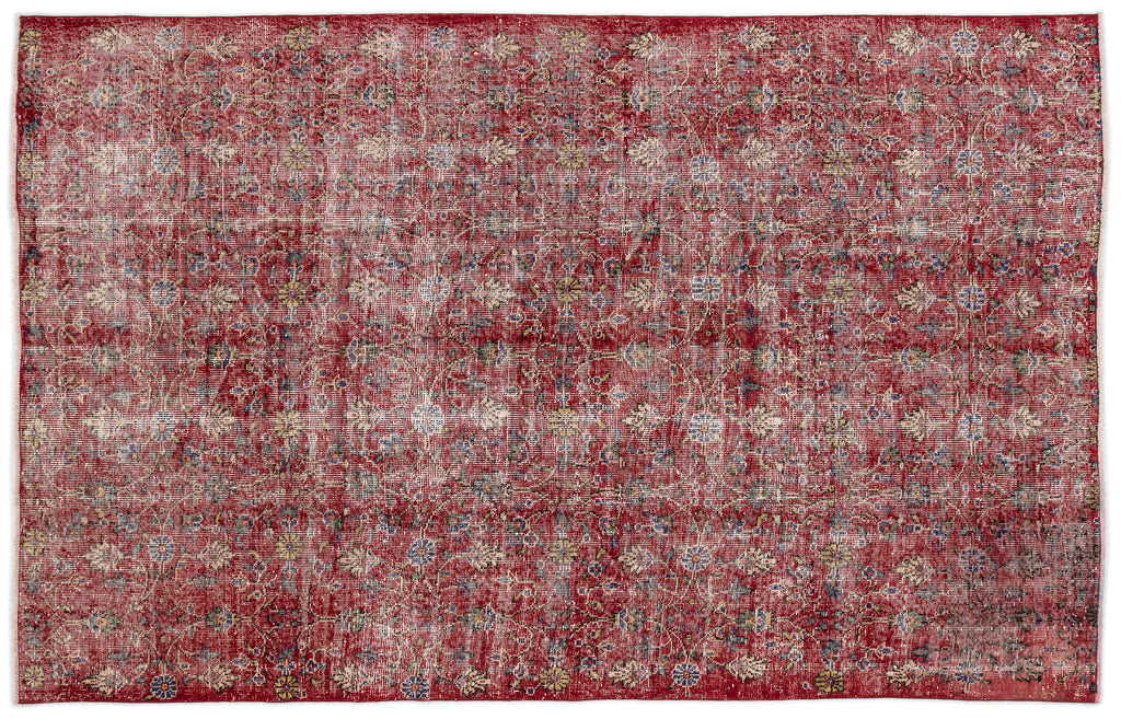 Red Over Dyed Vintage Rug 5'9'' x 8'10'' ft 175 x 268 cm