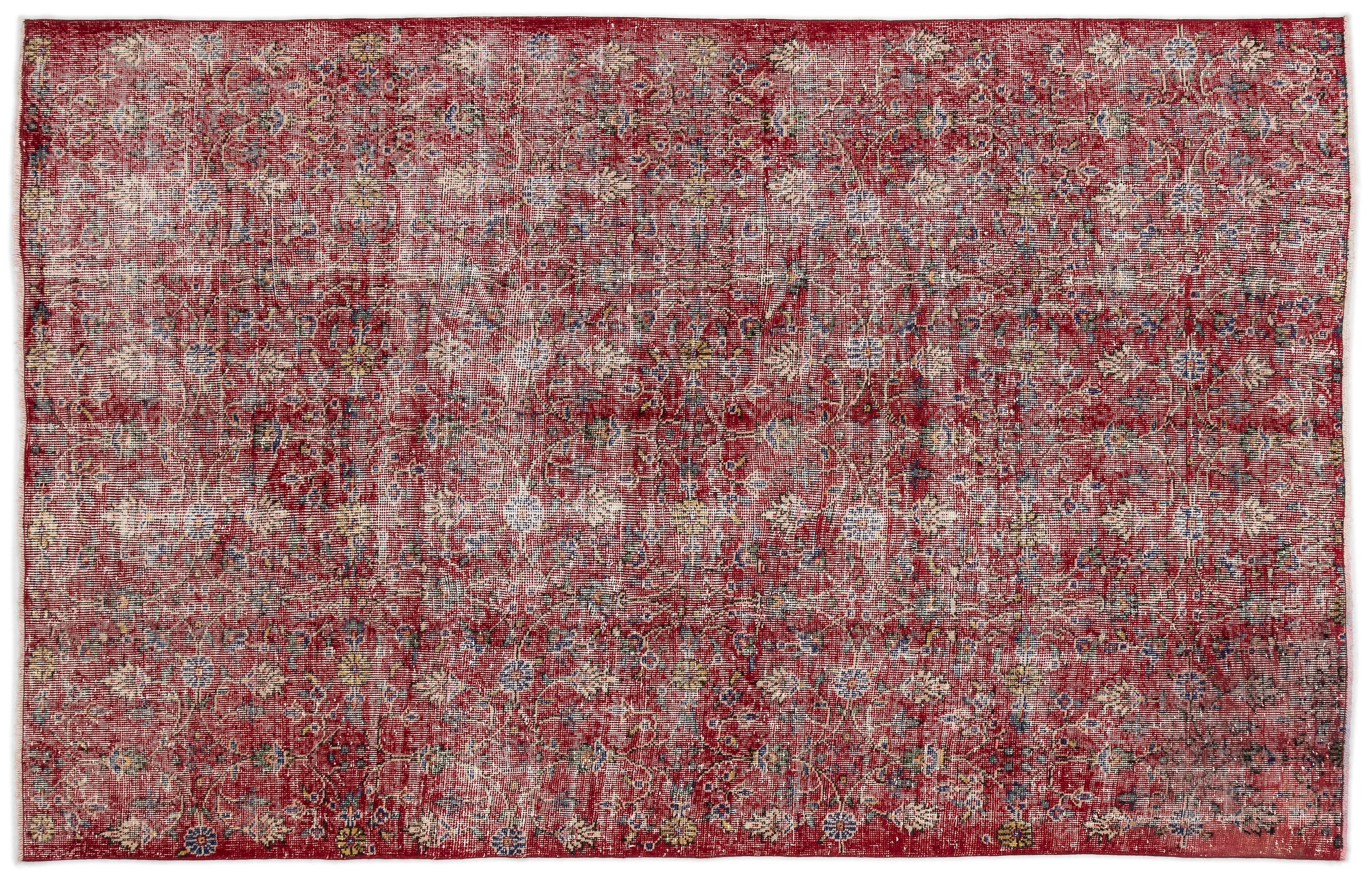 Red Over Dyed Vintage Rug 5'9'' x 8'10'' ft 175 x 268 cm