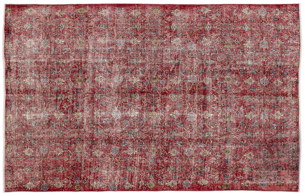 Red Over Dyed Vintage Rug 5&#39;9&#39;&#39; x 8&#39;10&#39;&#39; ft 175 x 268 cm