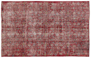 Red Over Dyed Vintage Rug 5'9'' x 8'10'' ft 175 x 268 cm