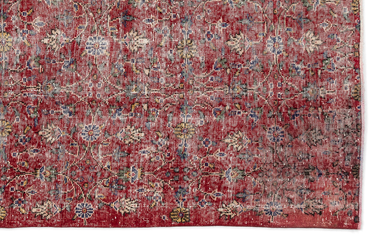 Red Over Dyed Vintage Rug 5&#39;9&#39;&#39; x 8&#39;10&#39;&#39; ft 175 x 268 cm
