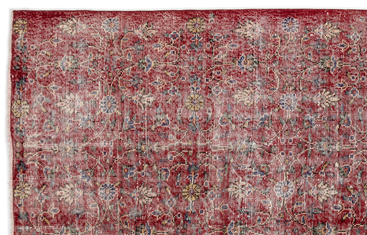 Red Over Dyed Vintage Rug 5&#39;9&#39;&#39; x 8&#39;10&#39;&#39; ft 175 x 268 cm
