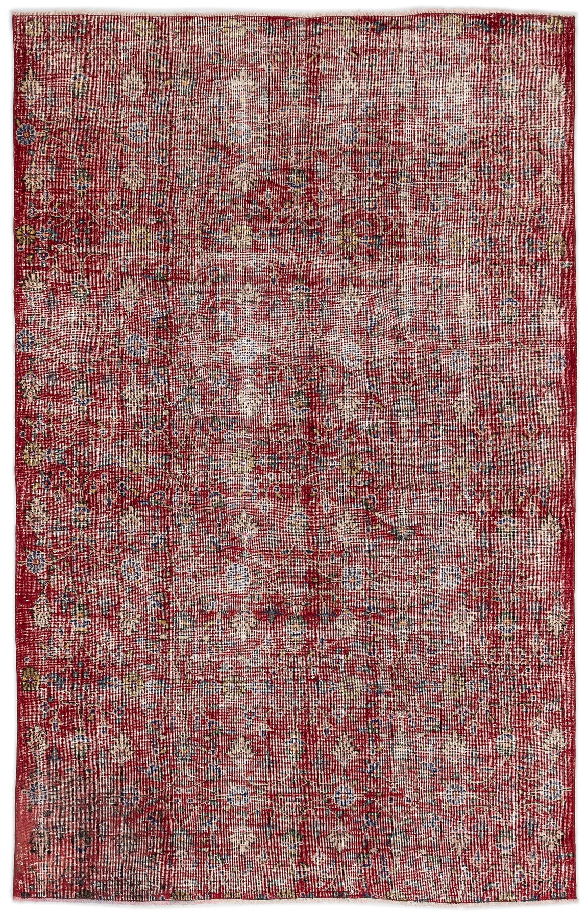 Red Over Dyed Vintage Rug 5&#39;9&#39;&#39; x 8&#39;10&#39;&#39; ft 175 x 268 cm