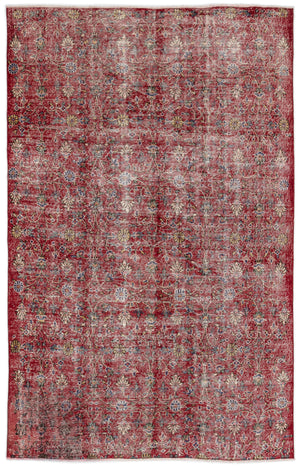 Red Over Dyed Vintage Rug 5'9'' x 8'10'' ft 175 x 268 cm