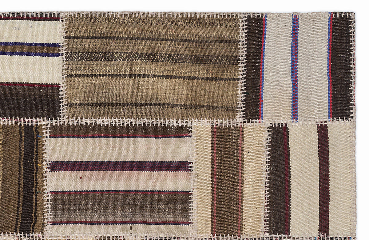 Striped Over Dyed Kilim Patchwork Unique Rug 3&#39;11&#39;&#39; x 5&#39;11&#39;&#39; ft 120 x 180 cm