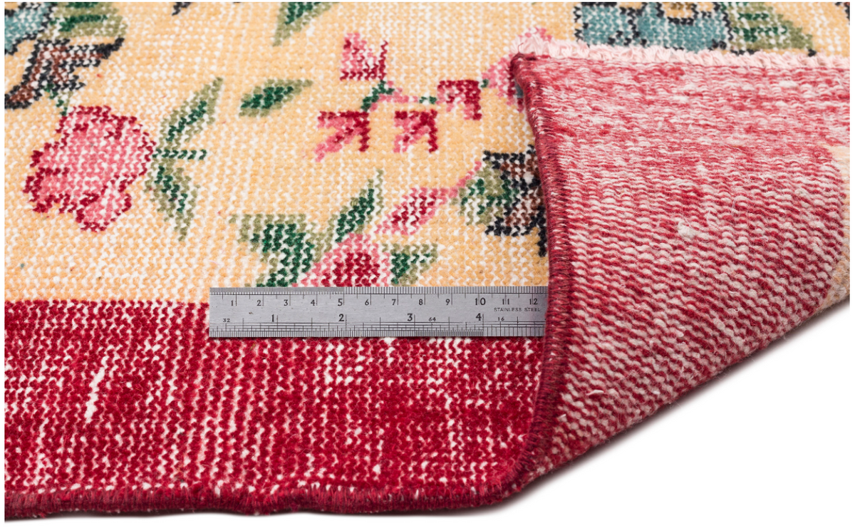 Retro Design Floral Over Dyed Vintage Rug 5&#39;6&#39;&#39; x 8&#39;10&#39;&#39; ft 168 x 269 cm