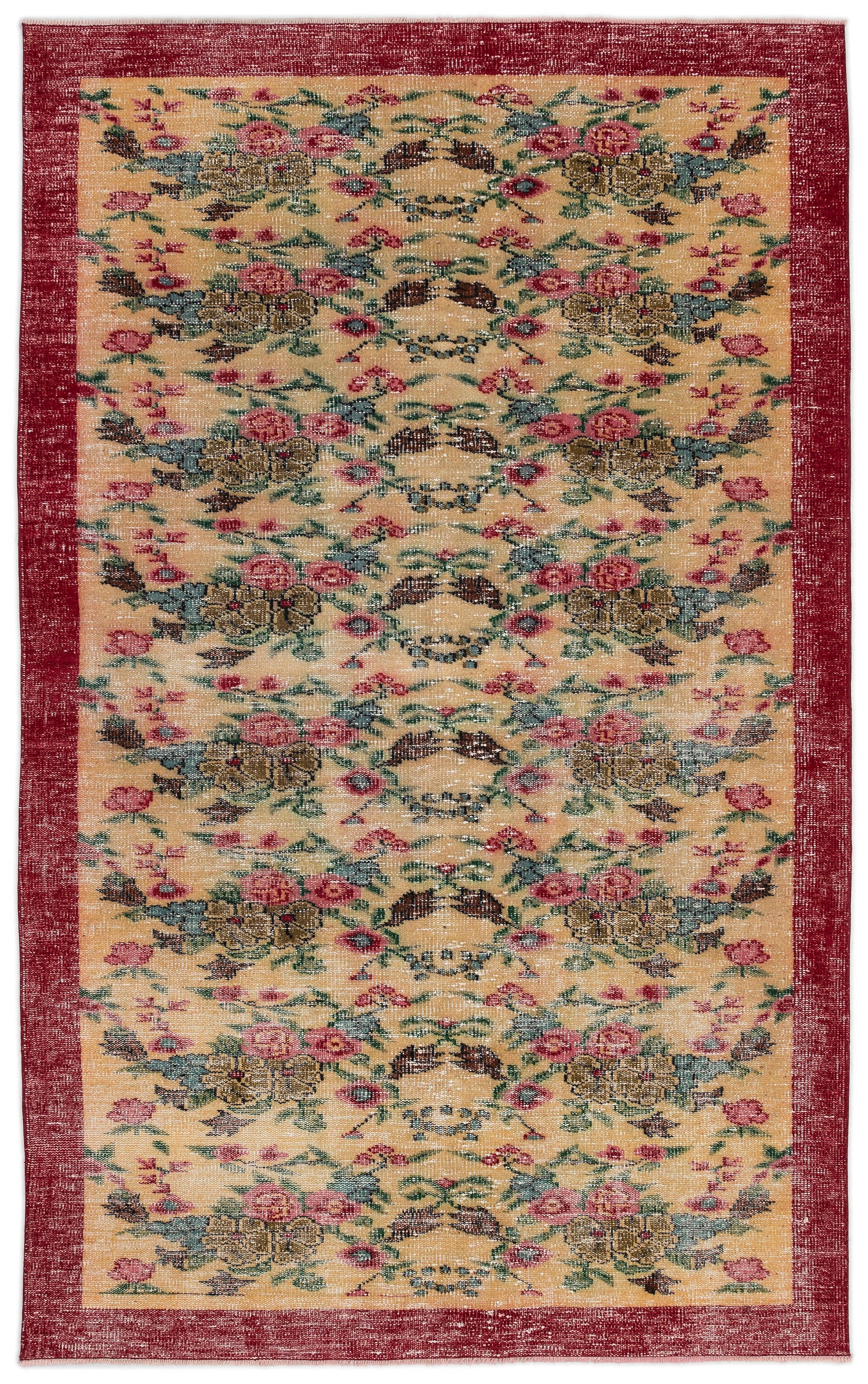 Retro Over Dyed Vintage Rug 5'6'' x 8'10'' ft 168 x 269 cm