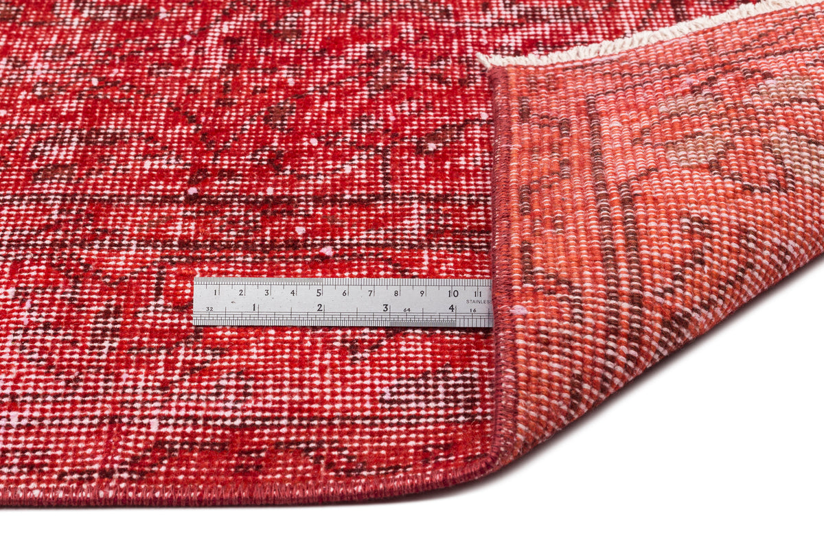 Red Over Dyed Vintage Rug 4&#39;11&#39;&#39; x 9&#39;11&#39;&#39; ft 151 x 302 cm