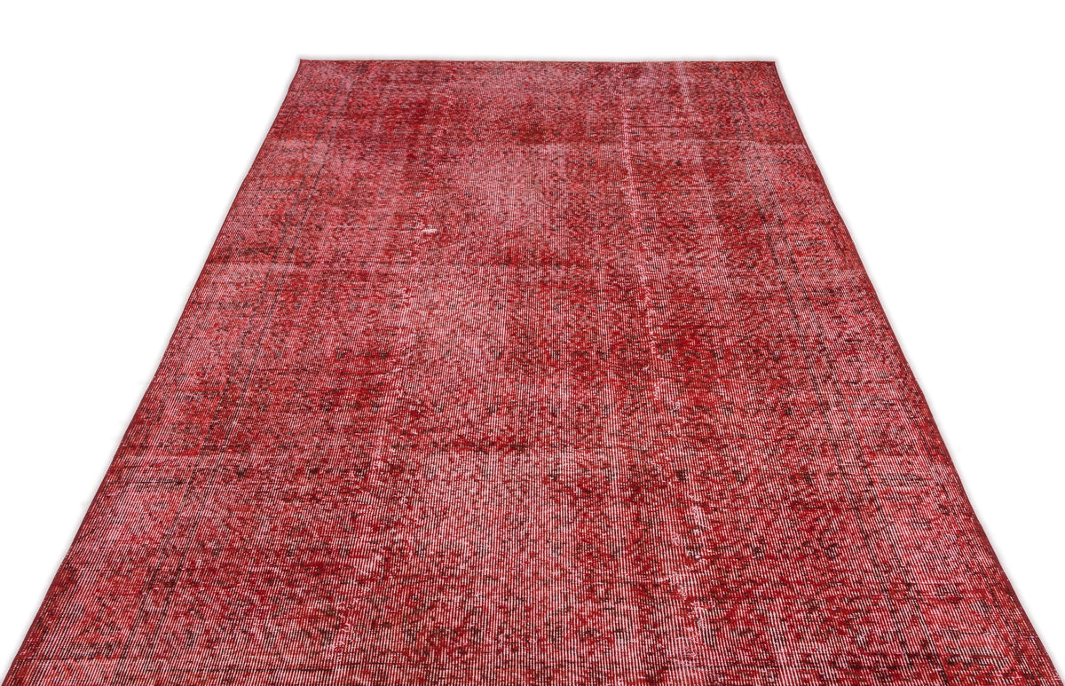 Red Over Dyed Vintage Rug 4&#39;11&#39;&#39; x 9&#39;11&#39;&#39; ft 151 x 302 cm