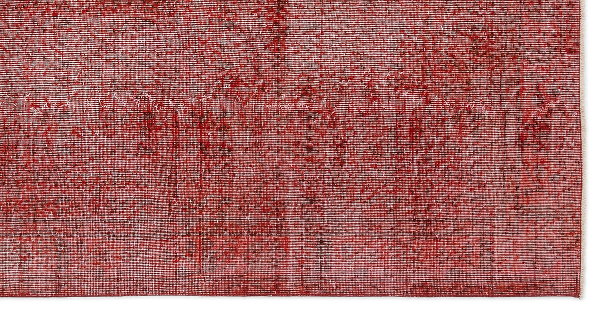 Red Over Dyed Vintage Rug 4&#39;11&#39;&#39; x 9&#39;11&#39;&#39; ft 151 x 302 cm