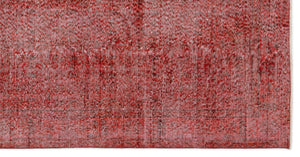 Red Over Dyed Vintage Rug 4'11'' x 9'11'' ft 151 x 302 cm