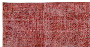 Red Over Dyed Vintage Rug 4'11'' x 9'11'' ft 151 x 302 cm