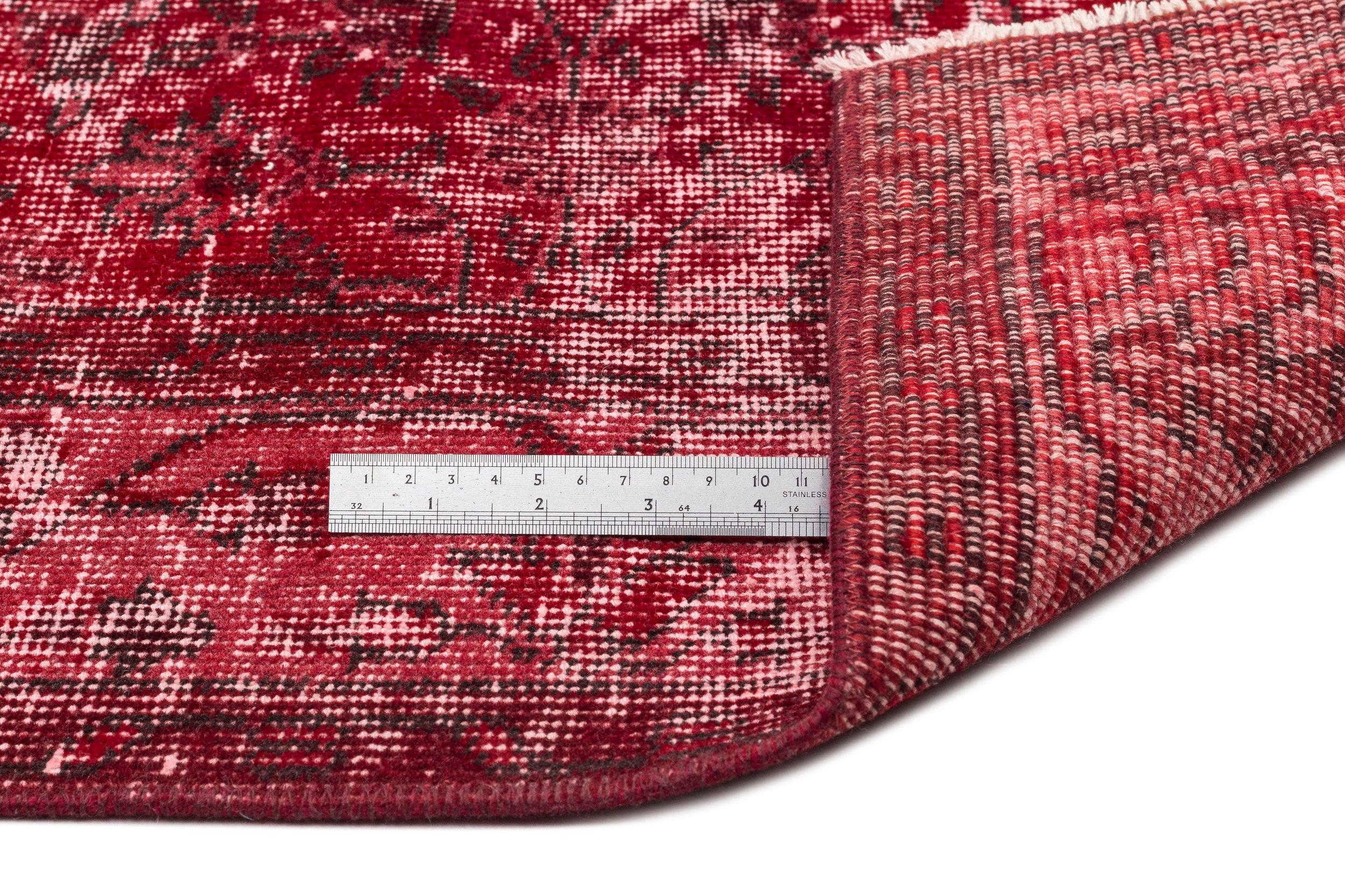 Red Over Dyed Vintage Rug 5'1'' x 9'4'' ft 156 x 285 cm