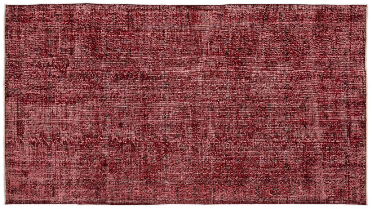 Red Over Dyed Vintage Rug 5&#39;1&#39;&#39; x 9&#39;4&#39;&#39; ft 156 x 285 cm