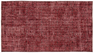 Red Over Dyed Vintage Rug 5'1'' x 9'4'' ft 156 x 285 cm