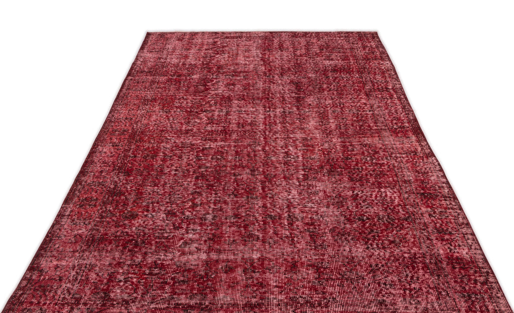 Red Over Dyed Vintage Rug 5'1'' x 9'4'' ft 156 x 285 cm