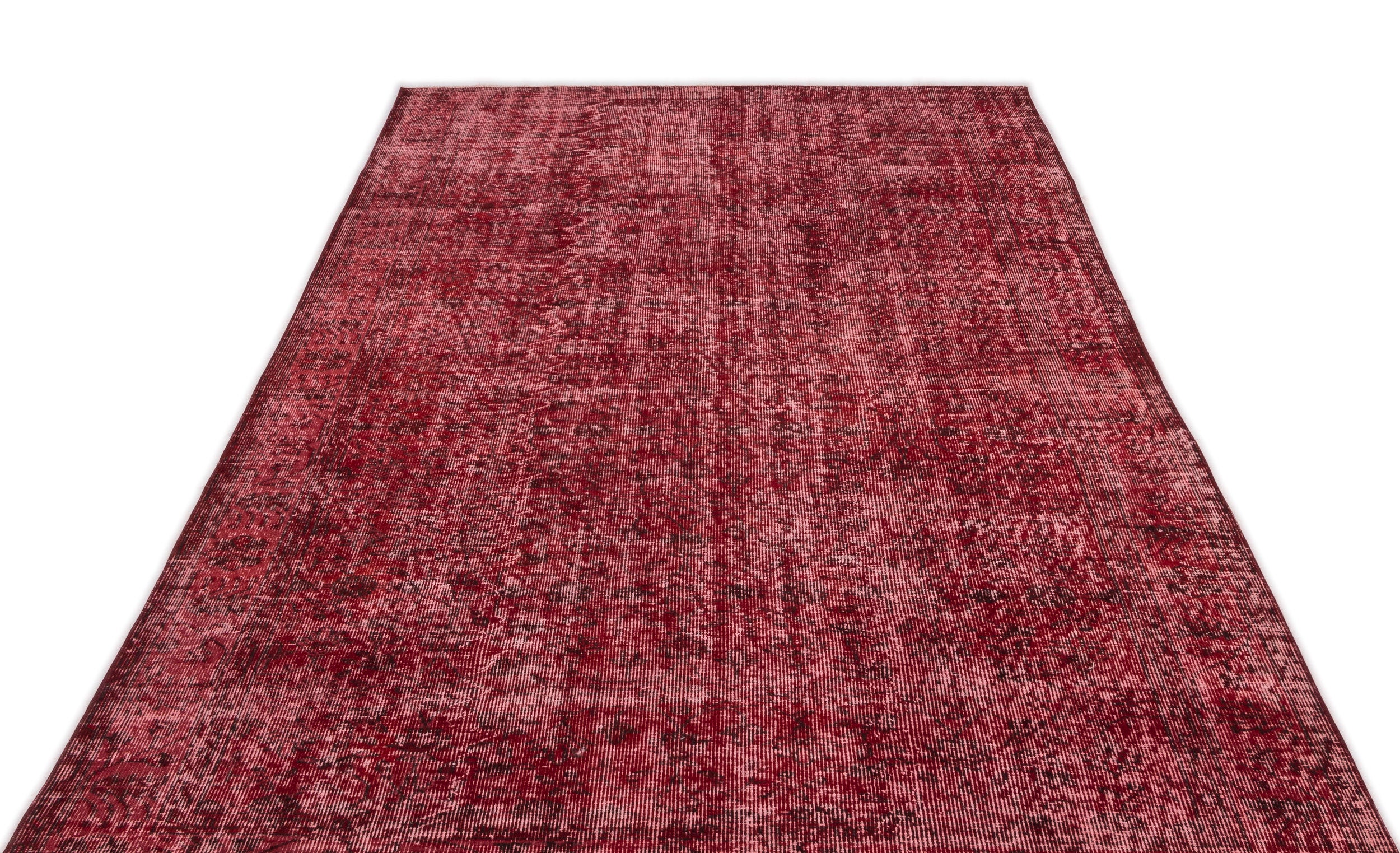 Red Over Dyed Vintage Rug 5'1'' x 9'4'' ft 156 x 285 cm