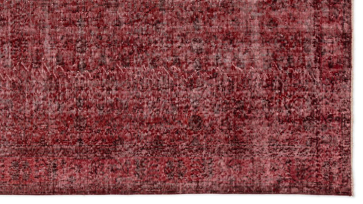 Red Over Dyed Vintage Rug 5&#39;1&#39;&#39; x 9&#39;4&#39;&#39; ft 156 x 285 cm