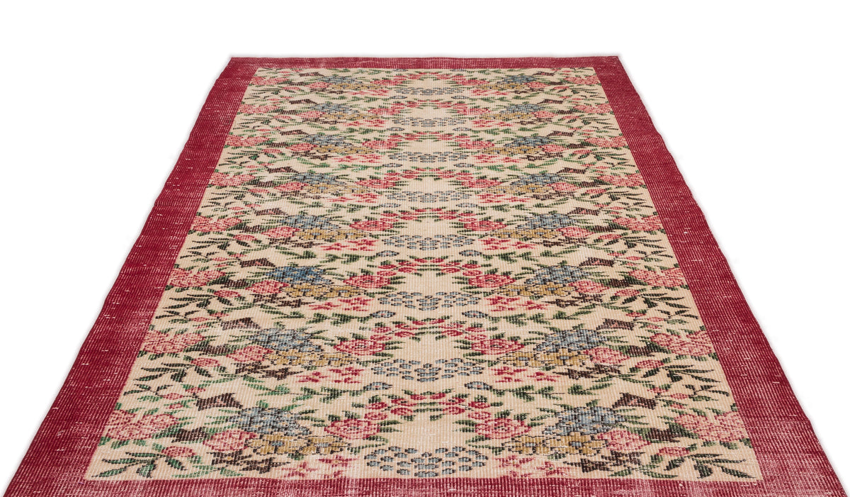 Retro Over Dyed Vintage Rug 5&#39;5&#39;&#39; x 8&#39;11&#39;&#39; ft 164 x 273 cm
