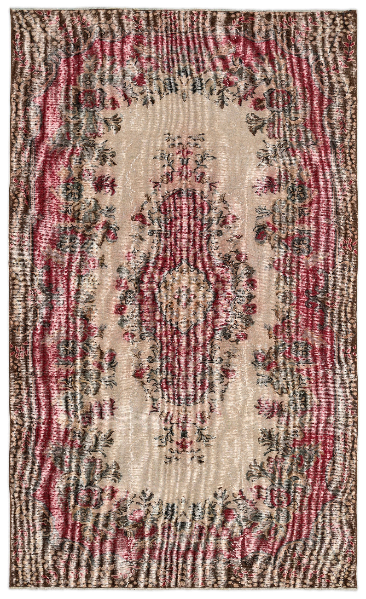 Traditional Design Natural Aged Vintage Rug 5'9'' x 9'6'' ft 176 x 290 ...