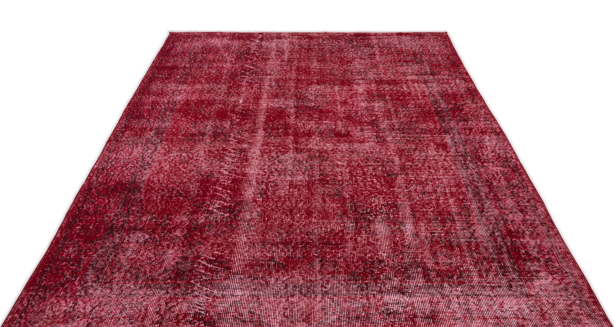 Red Over Dyed Vintage Rug 5&#39;9&#39;&#39; x 8&#39;12&#39;&#39; ft 175 x 274 cm
