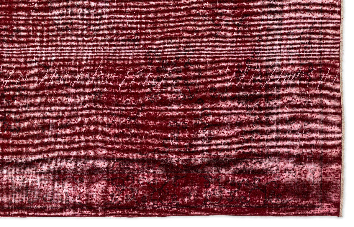 Red Over Dyed Vintage Rug 5&#39;9&#39;&#39; x 8&#39;12&#39;&#39; ft 175 x 274 cm