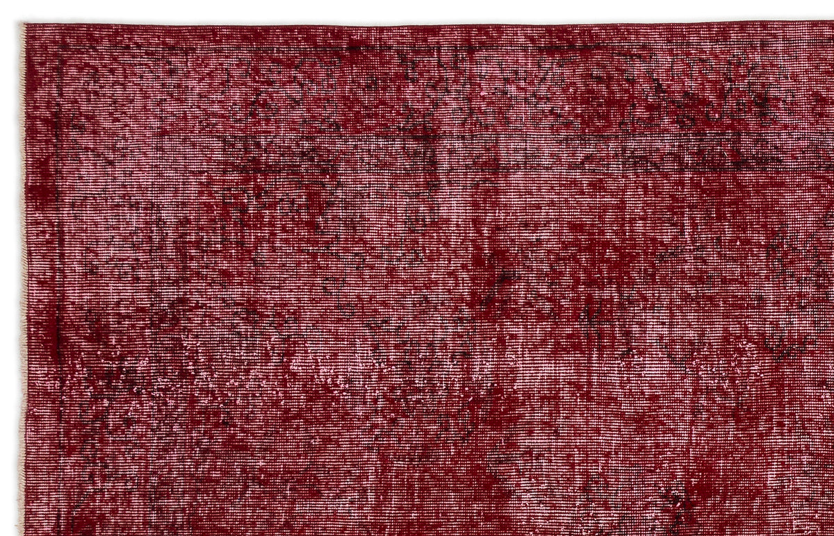 Red Over Dyed Vintage Rug 5&#39;9&#39;&#39; x 8&#39;12&#39;&#39; ft 175 x 274 cm