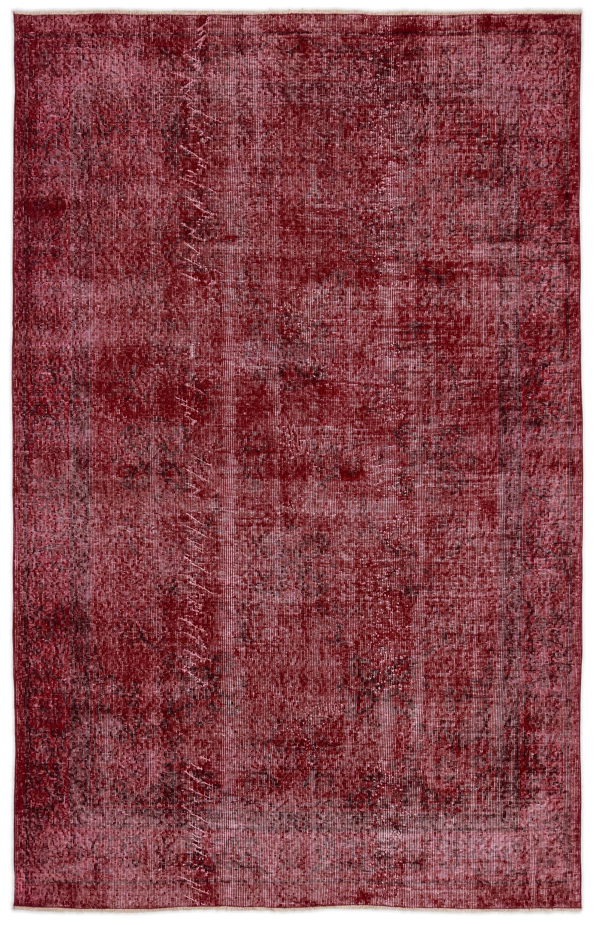 Red Over Dyed Vintage Rug 5&#39;9&#39;&#39; x 8&#39;12&#39;&#39; ft 175 x 274 cm