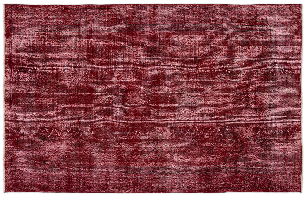 Red Over Dyed Vintage Rug 5&#39;9&#39;&#39; x 8&#39;12&#39;&#39; ft 175 x 274 cm