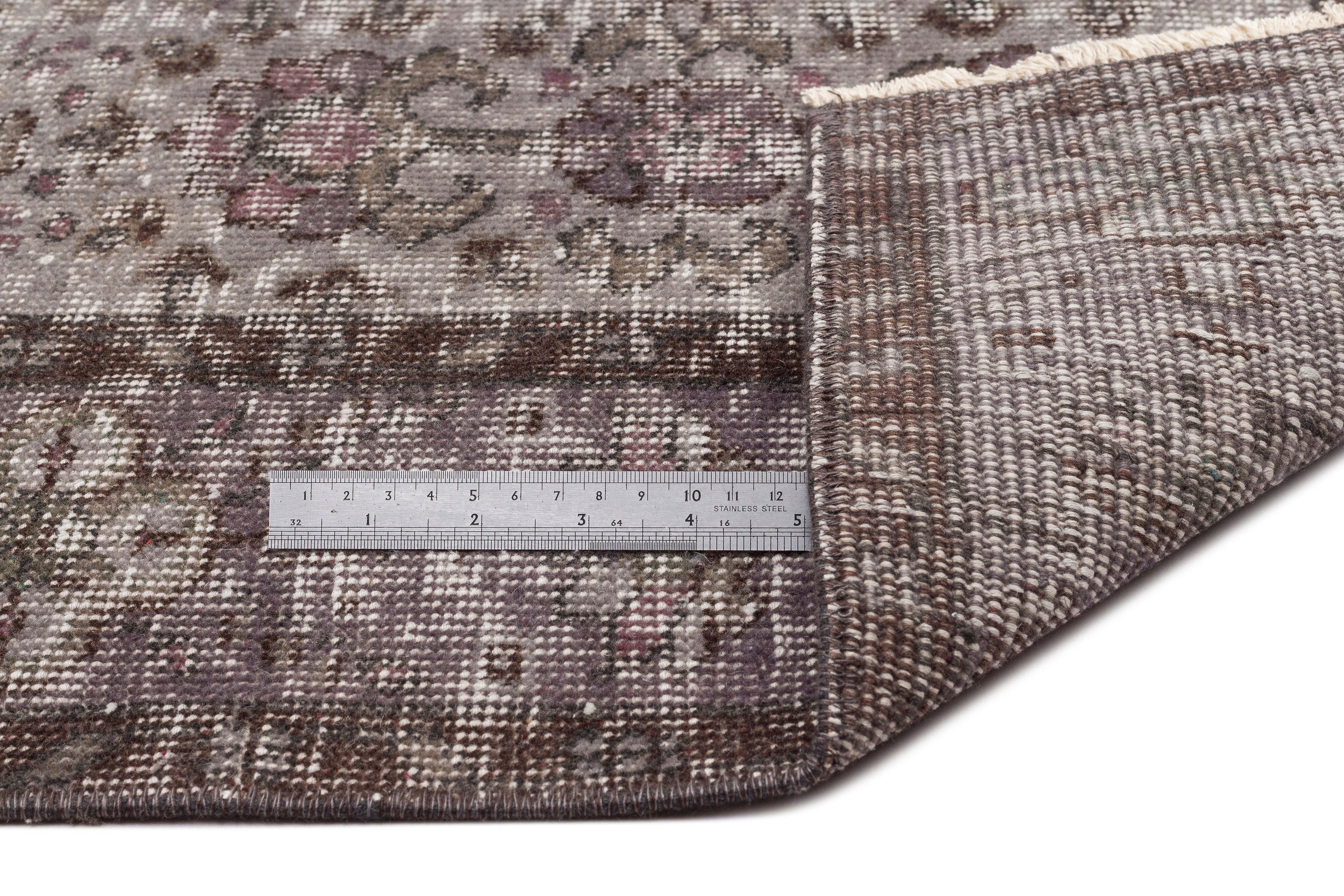 Gray Over Dyed Vintage Rug 5'9'' x 9'4'' ft 175 x 285 cm