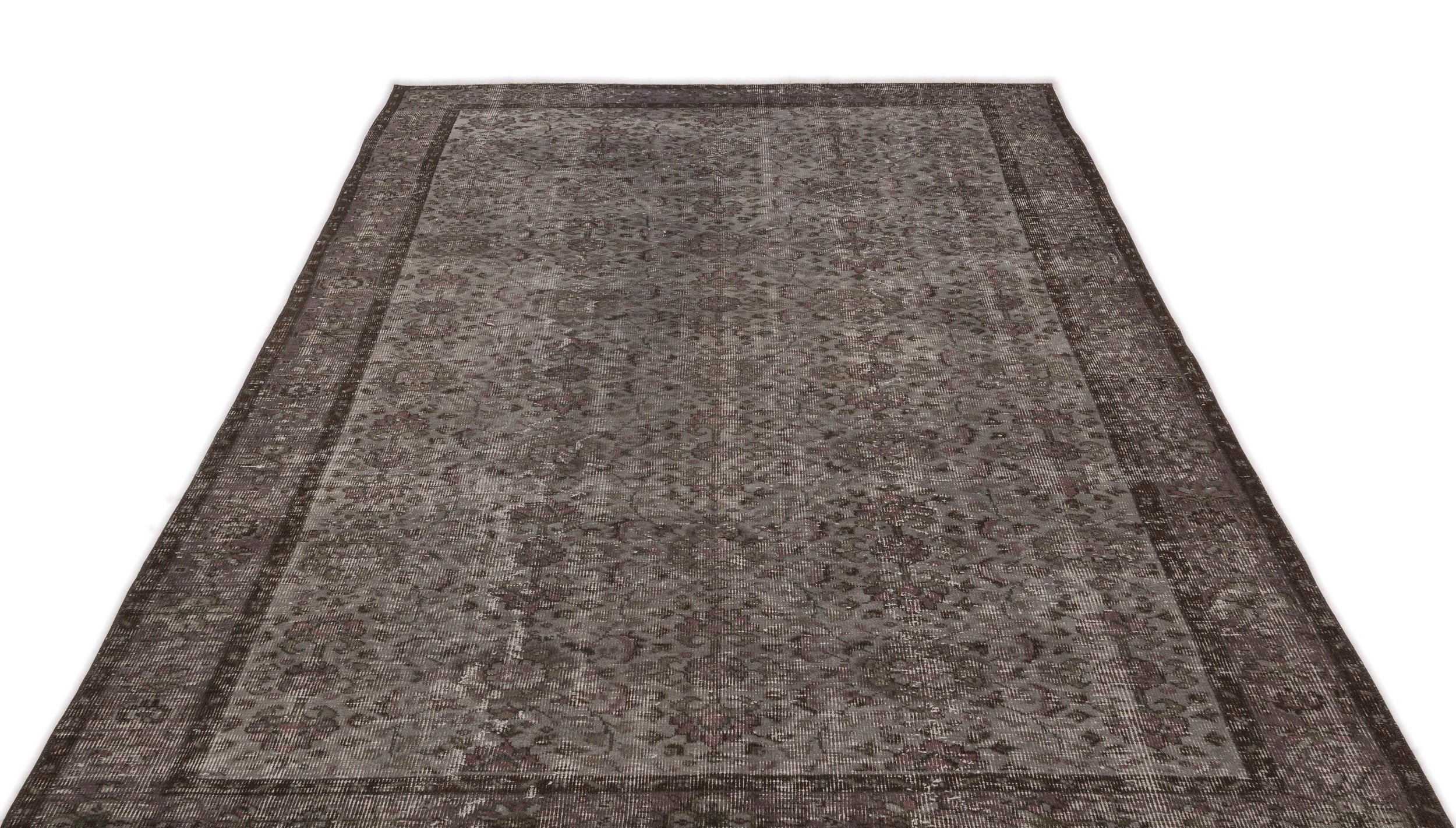 Gray Over Dyed Vintage Rug 5'9'' x 9'4'' ft 175 x 285 cm