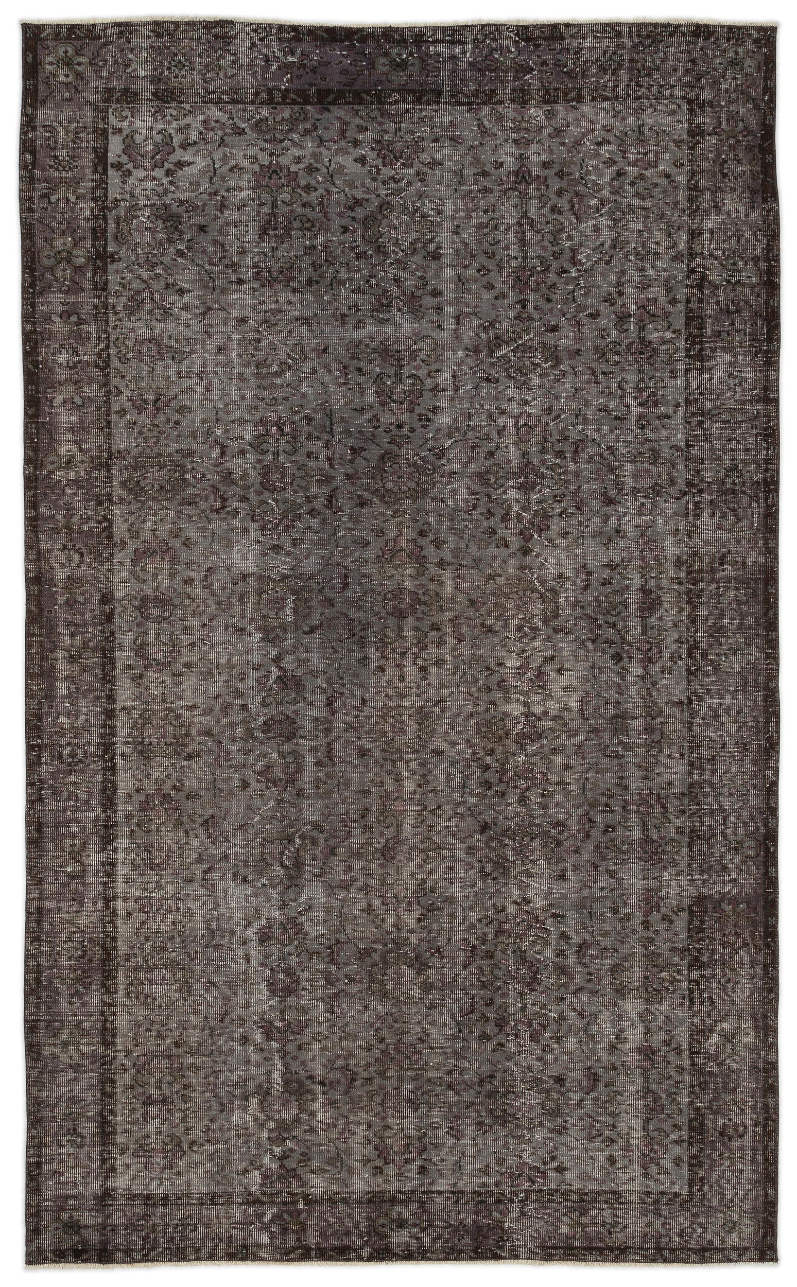 Gray Over Dyed Vintage Rug 5'9'' x 9'4'' ft 175 x 285 cm