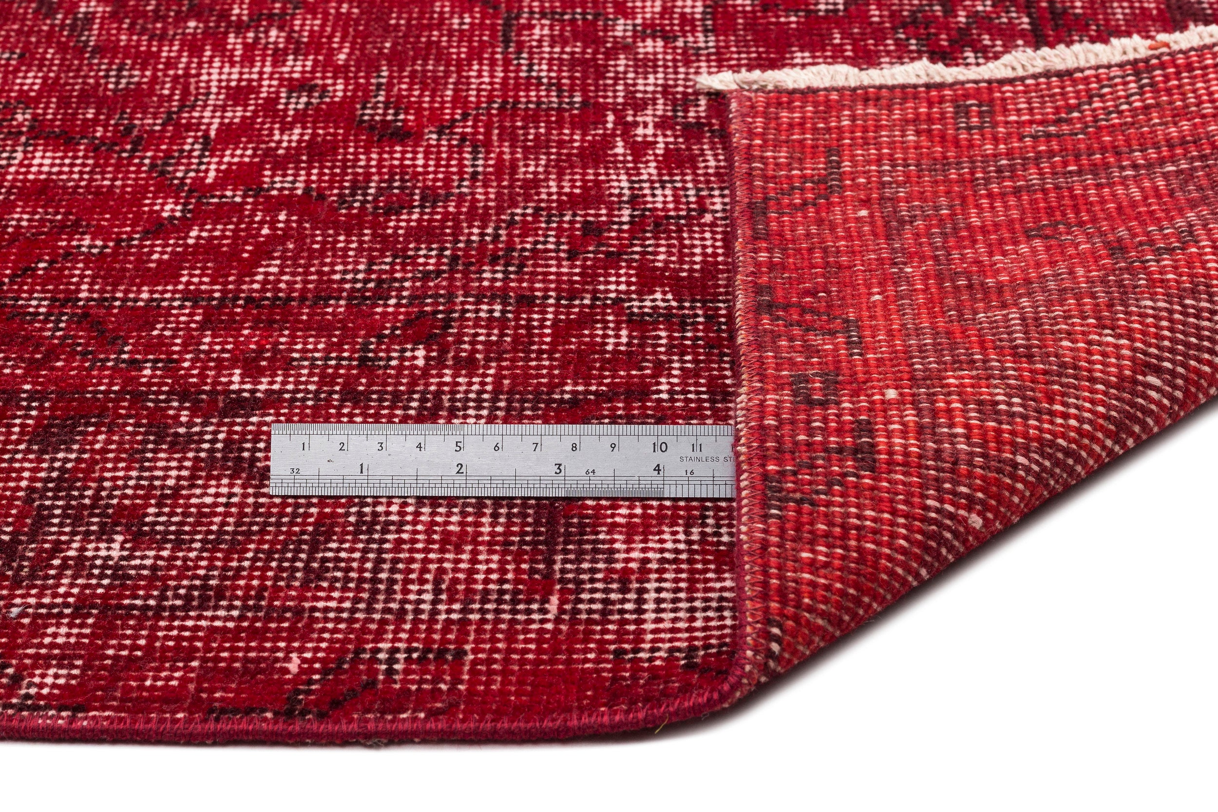 Red Over Dyed Vintage Rug 5'1'' x 9'1'' ft 156 x 276 cm