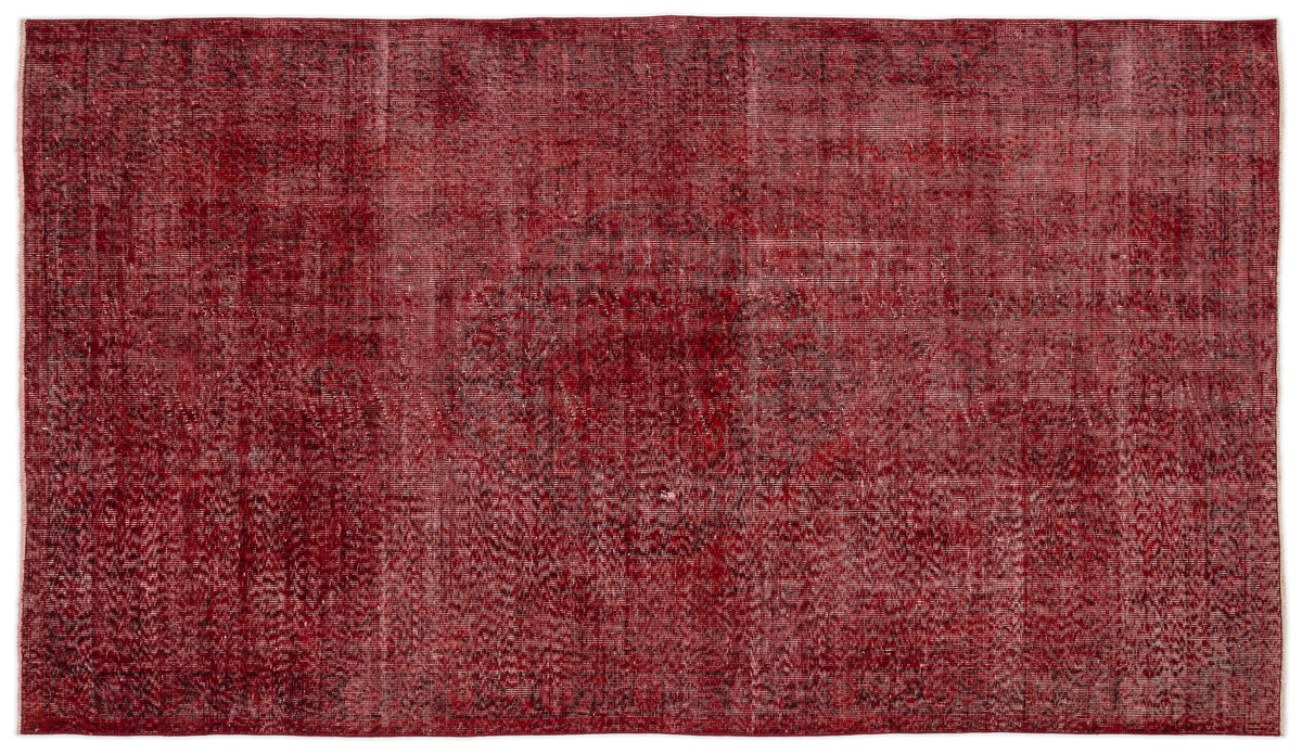 Red Over Dyed Vintage Rug 5&#39;1&#39;&#39; x 9&#39;1&#39;&#39; ft 156 x 276 cm