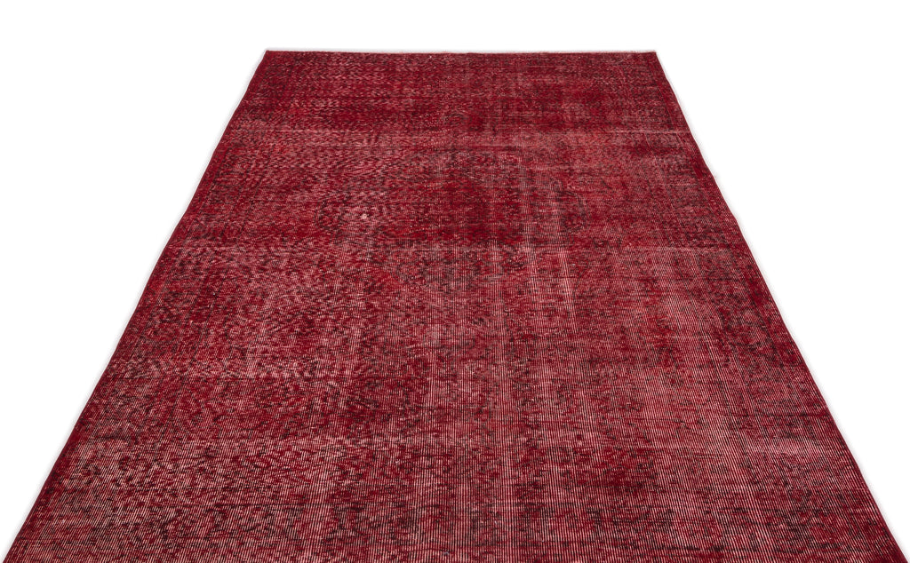 Red Over Dyed Vintage Rug 5'1'' x 9'1'' ft 156 x 276 cm