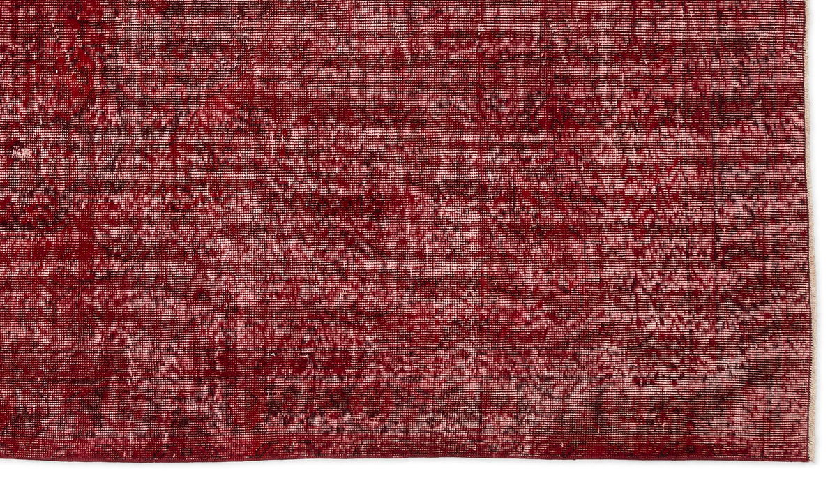 Red Over Dyed Vintage Rug 5&#39;1&#39;&#39; x 9&#39;1&#39;&#39; ft 156 x 276 cm