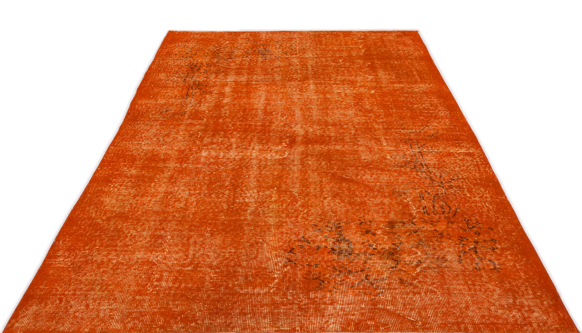 Orange Over Dyed Vintage Rug 5&#39;7&#39;&#39; x 8&#39;10&#39;&#39; ft 170 x 270 cm