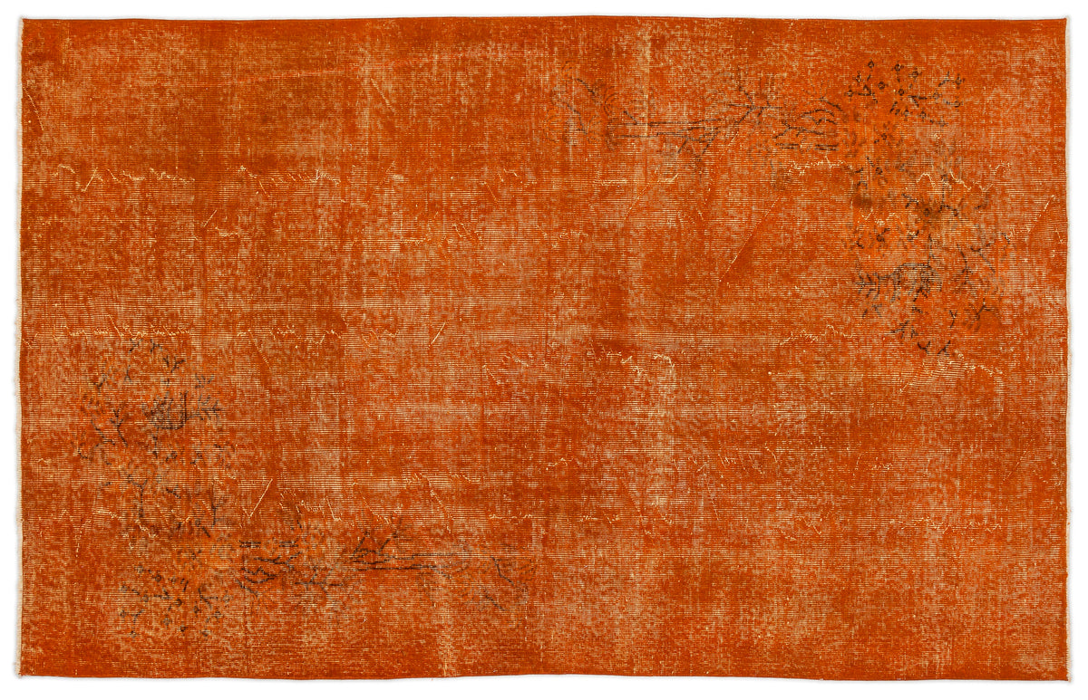 Orange Over Dyed Vintage Rug 5&#39;7&#39;&#39; x 8&#39;10&#39;&#39; ft 170 x 270 cm