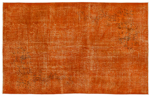 Orange Over Dyed Vintage Rug 5'7'' x 8'10'' ft 170 x 270 cm